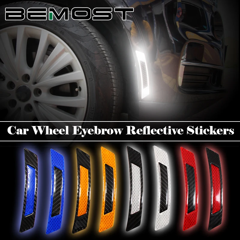 

BEMOST Car Styling Reflective Warning Strip Wheel Rim Eyebrow Protective Stickers For Audi A4 B7 A6 A3 A5 A8 D2 Q3 Q5 Q7 C5 D3
