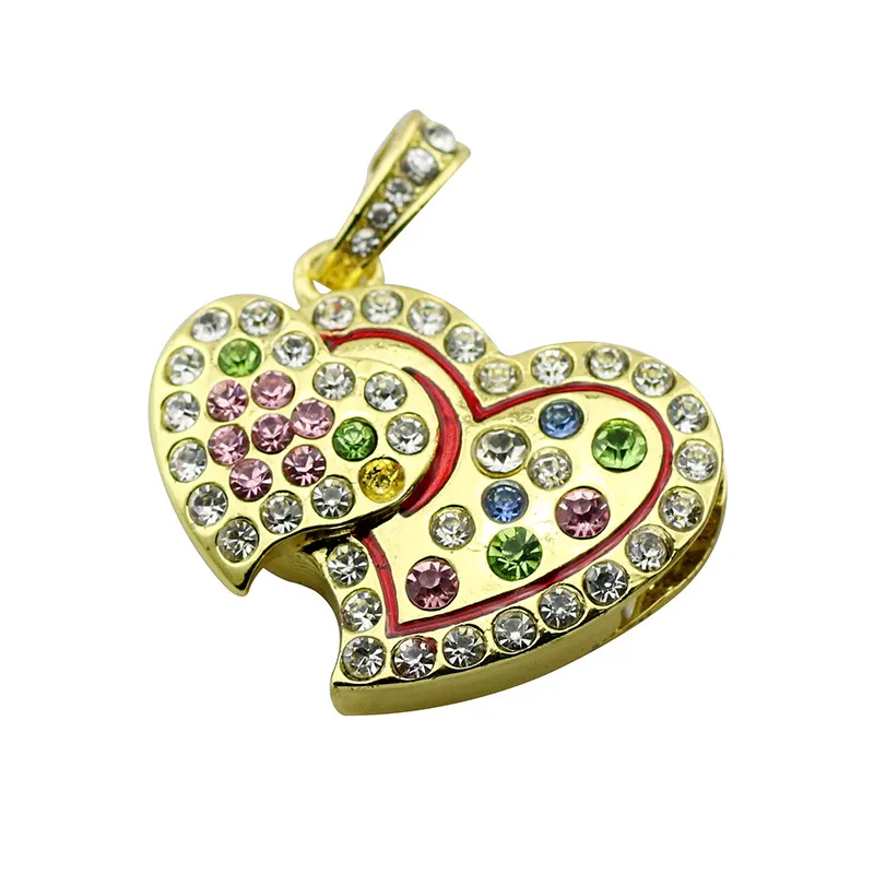 Реальная емкость хрустальное сердце флэш-накопитель usb ожерелье 8 ГБ 16 ГБ 32 ГБ Алмазное сердце, ювелирное изделие, usb флешка креативный подарок для девочки