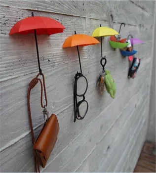 

6pcs Free Nail Storage Hook Rails Colorfull Umbrella Shaped Single Wall Hooks Rack Small Decorative Home Decor Sundrie Organizer