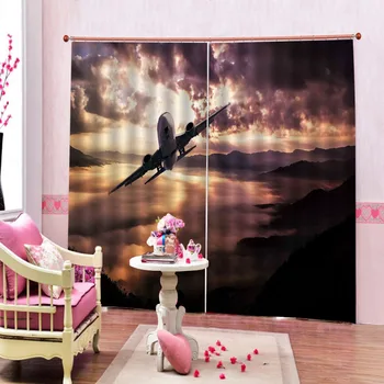 

3d Curtains Customize Stereoscopic Airplane Photo 3D Curtains For Living Room Bedroom Home Decoration 2019 HD Curtains