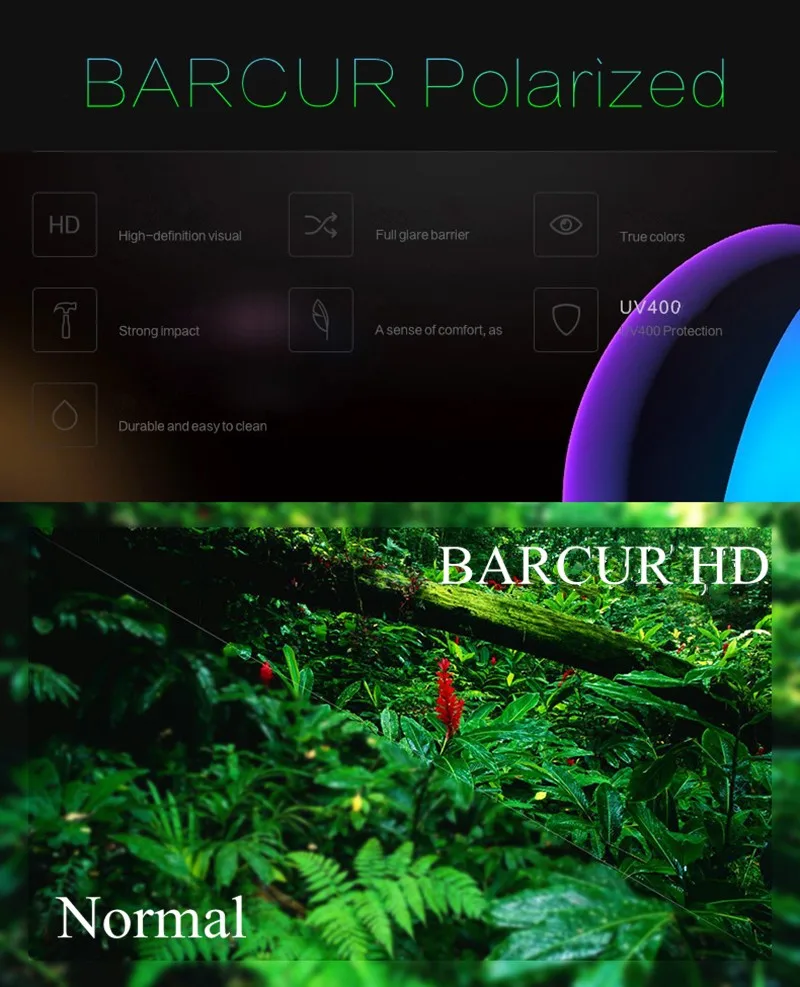 BARCUR Brand Bamboo Polarized Sunglasses Wood Men Women UV400 Protection BC4000