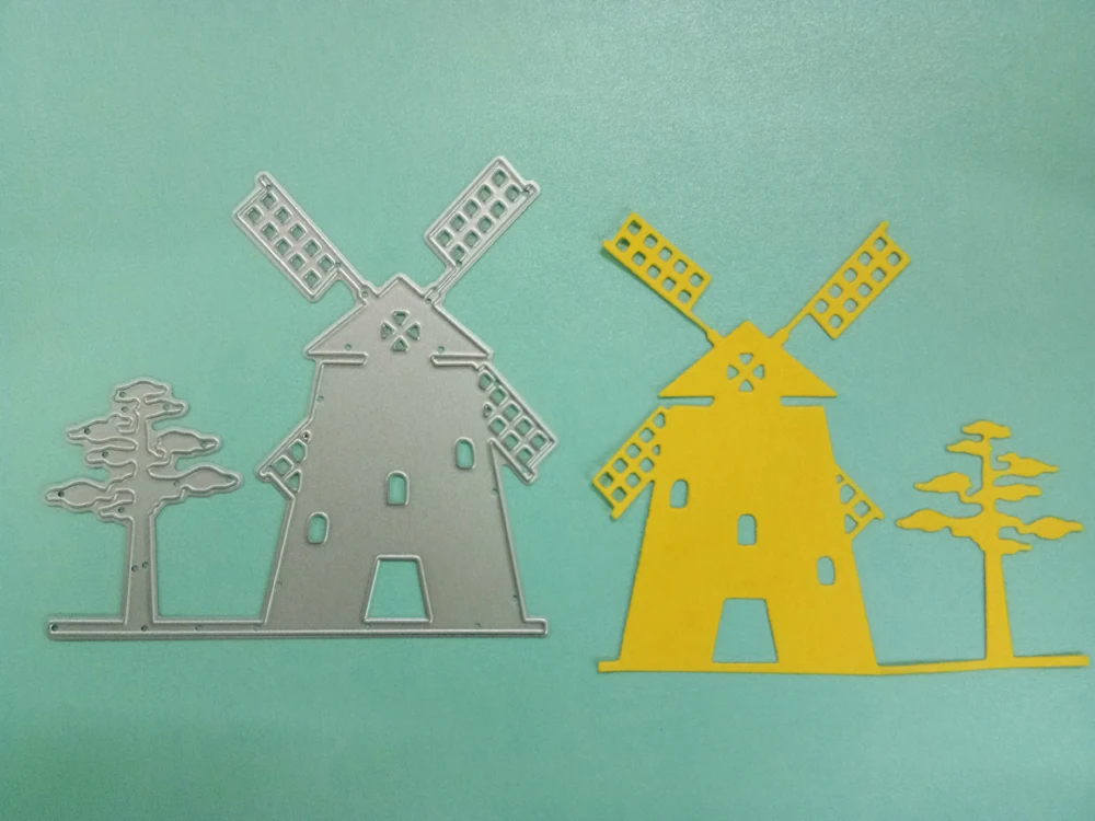 ForeWan Windmill Tree Border Metal Steel Cutting Dies Stencil for