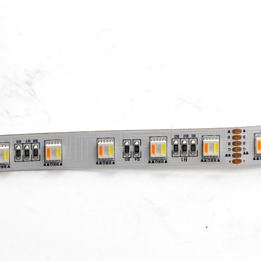 RGB CCT Светодиодные ленты 5050 DC12V 24 В гибкие ленты свет RGB + белый + теплый белый цвет 5 в 1 светодио дный чип 12 мм печатной платы 60 светодио дный/m 96