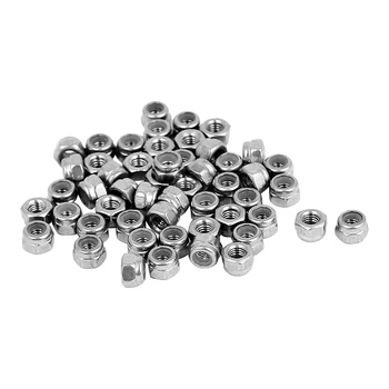 

100pcs 304 Stainless Steel Nylock Nylon Insert Hex Lock Nuts Self-locking Hex Nuts Locknut Slip Lock Nut