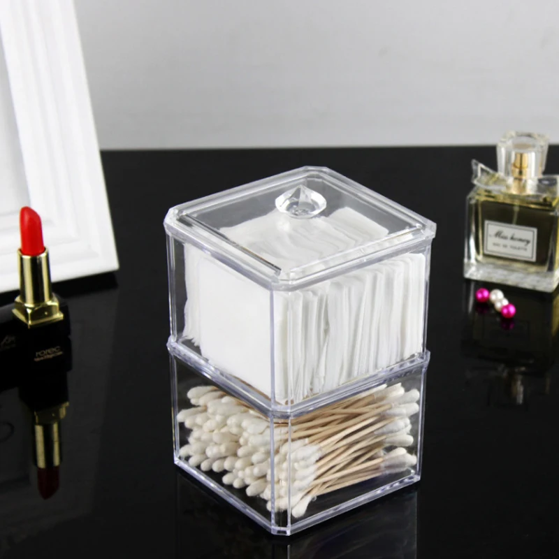 

NEW Acrylic Cotton Swab Makeup Organizer Storage Box Cotton Pad Holder Portable Container Cosmetics Organizer Storage Case