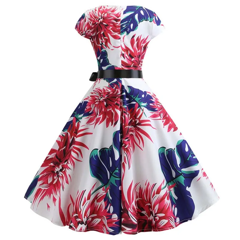 Женское летнее платье в винтажном стиле с цветочным принтом, рокабилли, женское платье, Сарафан Vestidos размера плюс, вечерние платья в горошек