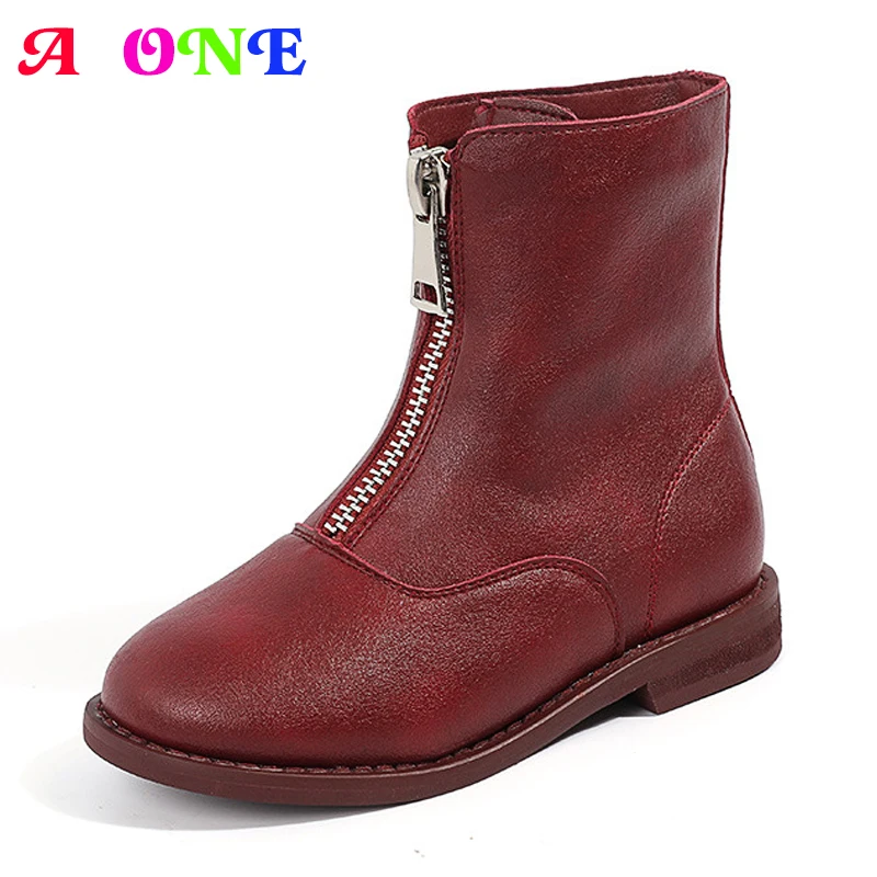 

Baby girls martin boots Autumn Winter warm velvet front zipper boys fashion boots kids designer shoes children quality 16-22.5cm