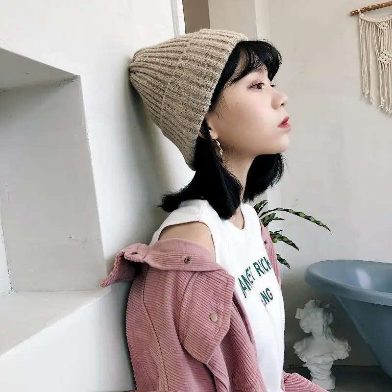Женские и мужские шапки Skullies Beanies модные теплые унисекс эластичные вязаные