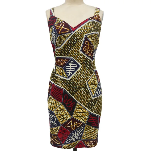 African Dresses for Women Cotton Batik Fabric Casual Dress