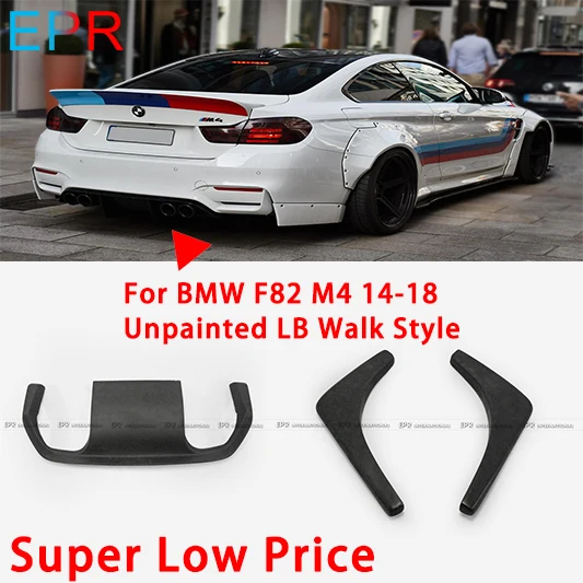 

For BMW F82 M4 14-18 FRP Fiber Glass Unpainted LB Walk Style Rear Bumper Bottom Diffuser Lip Splitter Valance Skirts Body Kit