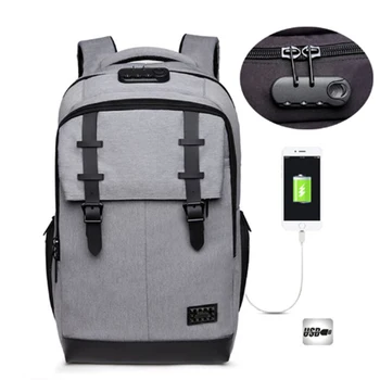 

OZUKO 2019 Men Backapck New Anti-thief USB Charge Laptop Backpack Fashion School Bags password lock Travel bag Male Mochila
