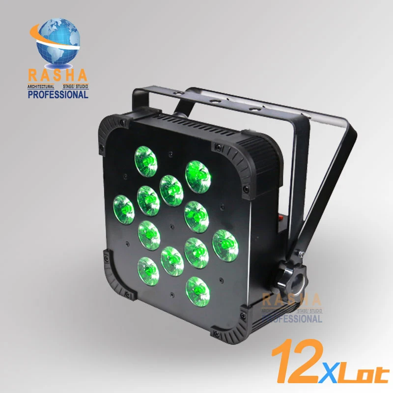 

12X Rasha Quad V12-12pcs*10W 4in1 RGBW/RGBA LED Slim Par Profile,LED Flat Par Can,Disco Stage Event Light