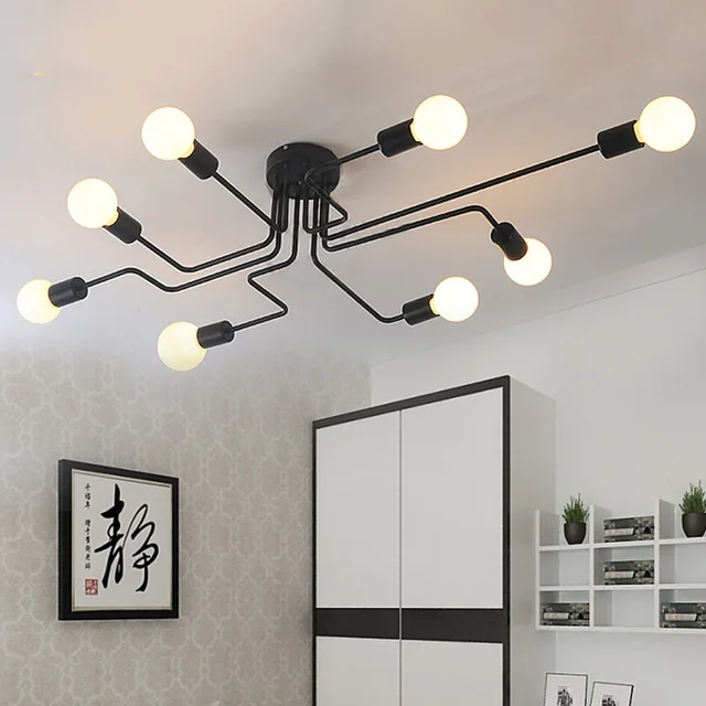 Vintage Ceiling Light Iron Multiple Rod Creative Retro Personality Vintage Ceiling Light Iron Multiple Rod Creative Retro Personality Luminaria Led Home Lighting Fixture