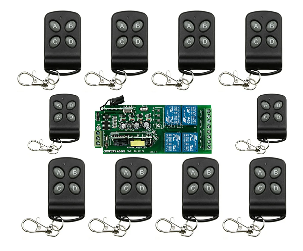 

85v~250V 110V 220V 230V 4CH RF Wireless Remote Control Relay Switch Security System Garage Doors Rolling Gate Electric Doors