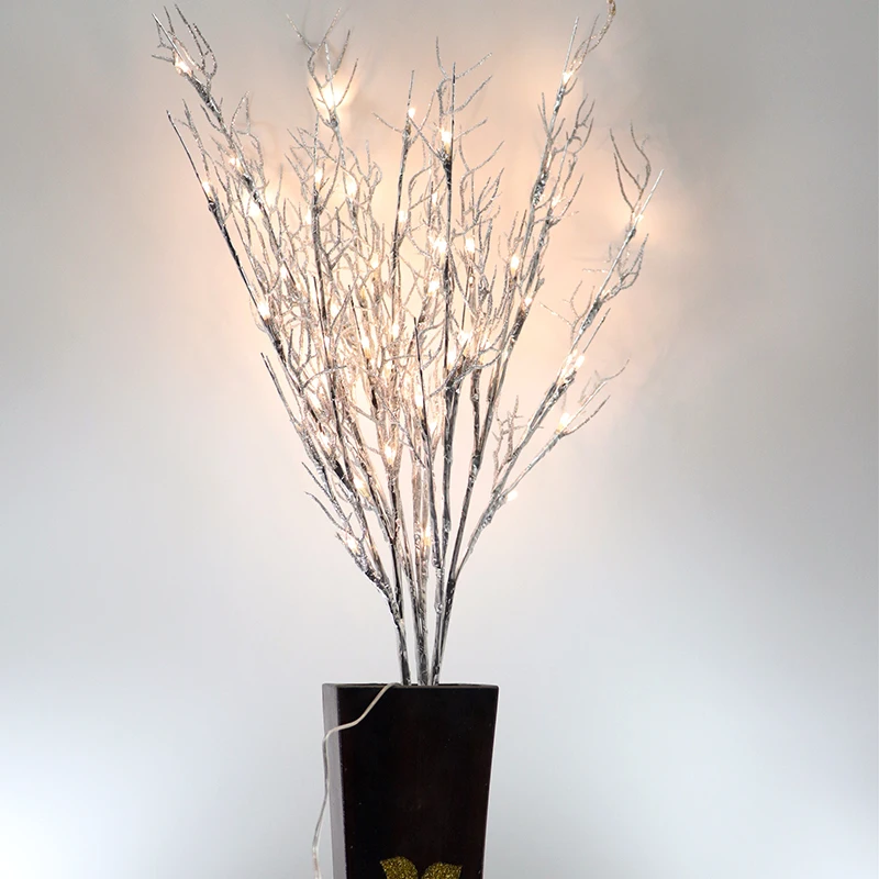 Silver Coral Artificial Tree Branch Twig Light 1M 60 LED Lighted Floral