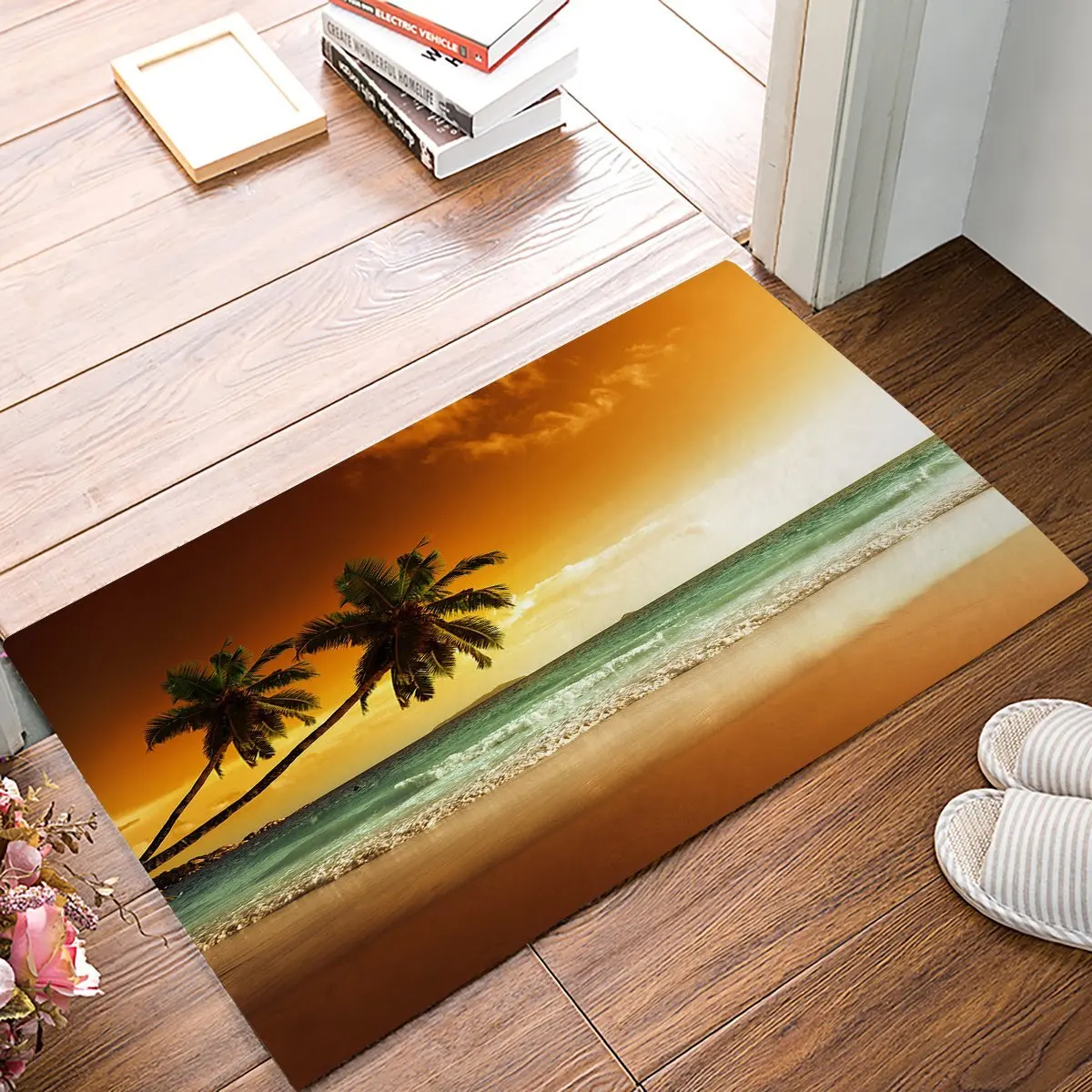 Tropical Palm Tree Door Mat Rug Floor Mats Front Doormats Non Slip