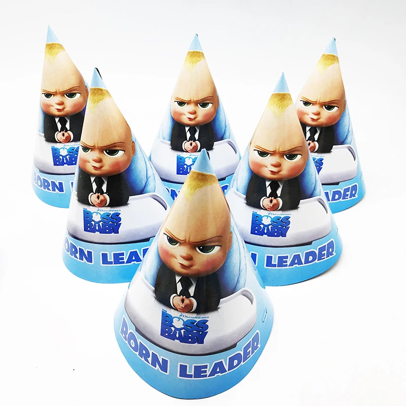 

12pcs/lot baby boss party hats birthday party decorations baby boss theme paper hats baby baby boss theme disposable party sets