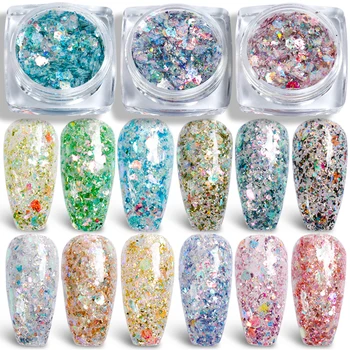 

1 Box Holographic Glitter Sequins for Nail Art Hexagon UV Gel Polish Flake Decoration 3D Manicure Sparkles Paillettes Tip