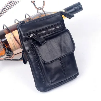 

New Men Genuine Leather High Quality Brand Crossbody Shoulder Bag fashion hook Belt Waist Fanny Bag Phone Case Bag wallet