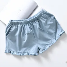 Женские хлопковые штаны для сна летние однотонные дамские пижамы домашние штаны 5 цветов кружевные шорты Сексуальное белье пижамные штаны