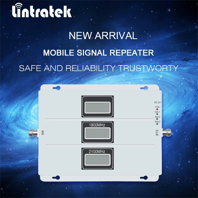 Lintratek телефона 4G усилитель сигнала 900 1800 2100 мГц с 3 г антенны ЖК дисплей AGC amplificador gsm