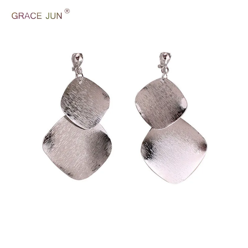 Женские серьги клипсы GRACE JUN большие геометрические в стиле панк без проколов