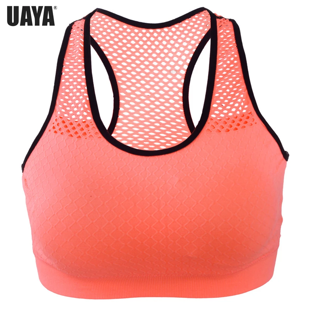 

UAYA 2019 Women Brassiere Sport Padded Absorb Sweat Running Sports Bra Mesh Athletic Vest Gym Fitness Workout Yoga Bra