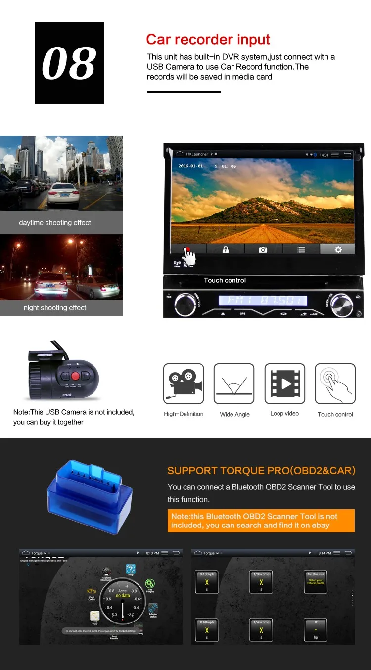 Sale Eunavi Universal 7" 1 Din 2G RAM Android 6.0 Quad Core Car DVD Radio Stereo GPS Navigation With WIFI Steering wheel control 5