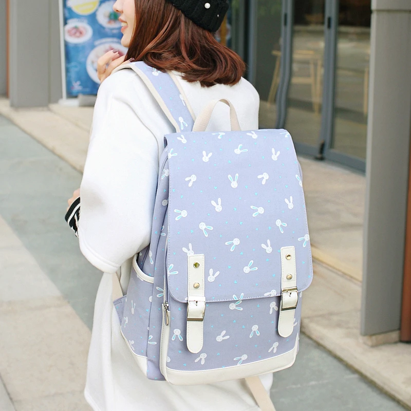 

Canvas shoulder bag girl Korean version of school children cute rabbit print junior high school student birthday present