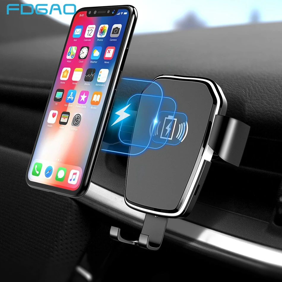 Fdgao Car Mount Qi Wireless Charger For iPhone XS Max X XR 8 Wireless Charging Car Phone Holder Stand For Samsung Note 9 8 S9 S8 Fdgao Car Mount Qi Wireless Charger For iPhone XS Max X XR 8 Wireless Charging Car Phone Holder Stand For Samsung Note 9 8 S9 S8