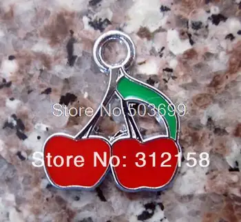 

S9878488! Wholesale 100Pcs/Lots DIY Alloy Enamel red CHERRY Charms Metal Charms