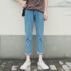 2018 Новый Для мужчин свет-Цветные Простой стороне трубы промывают молодежи дикий модные джинсы Бизнес Повседневное брюки свободные