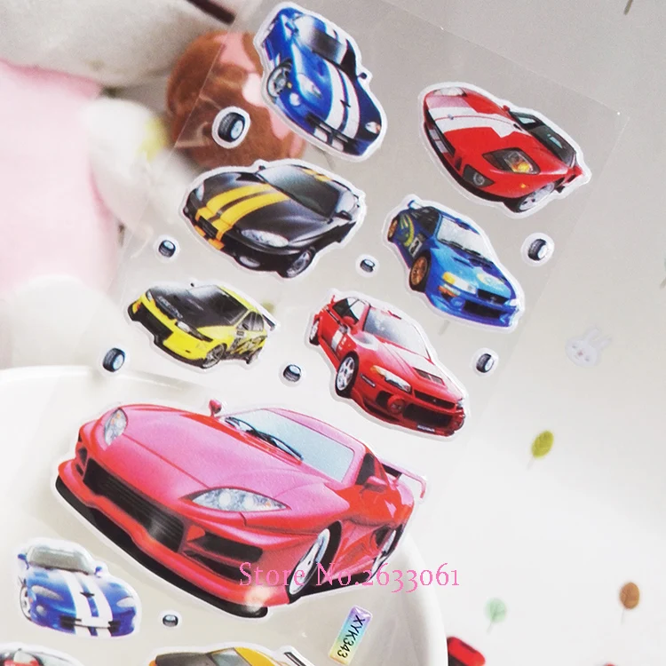 2018 Nouvelle Arrivée De Mode de Bande Dessinée Roadst Autocollant Pour Enfants Enfants Jouets Voiture de Sport Collé Bulle Petits Autocollants Pour Bébé Eduional