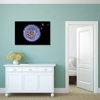 

White Dandelion Flower Picture Print on Canvas Black Background Floral Painting Modern Wall Art Decor Drop shipping