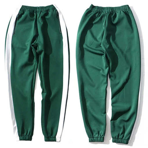 E69122 Green Харадзюку спортивные штаны с боковыми полосками, мужские повседневные спортивные штаны, спортивные брюки на бедрах, хлопковые брюки с карманами на молнии, лето-осень - Цвет: E69122 Green
