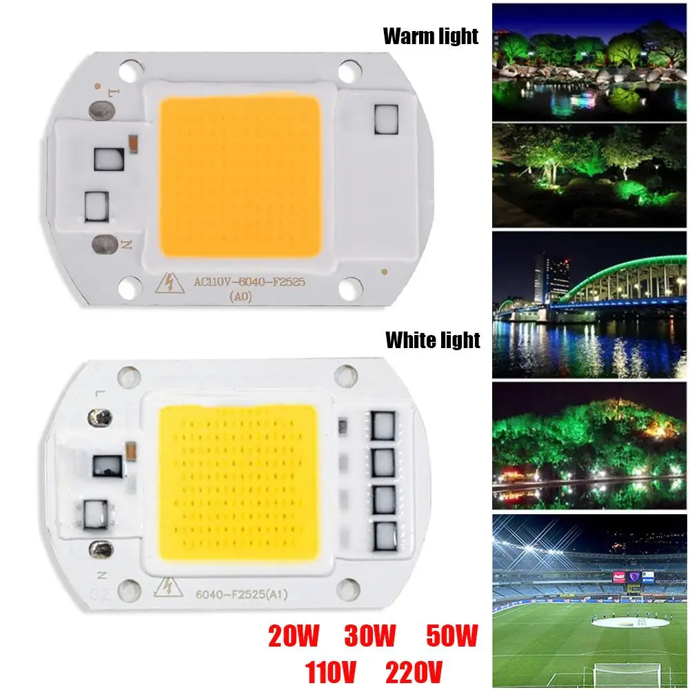 LAIDEYI 20W 30W 50W AC110V/220V высокомощный бесприводной прожектор COB LED чип Bead теплый/белый