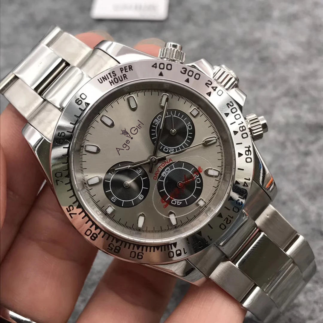 

Luxury Brand New Men Watch Automatic Mechanical Daytona Style Sport Sapphire Full Stainless Steel Black Blue Grey Silver 40mm