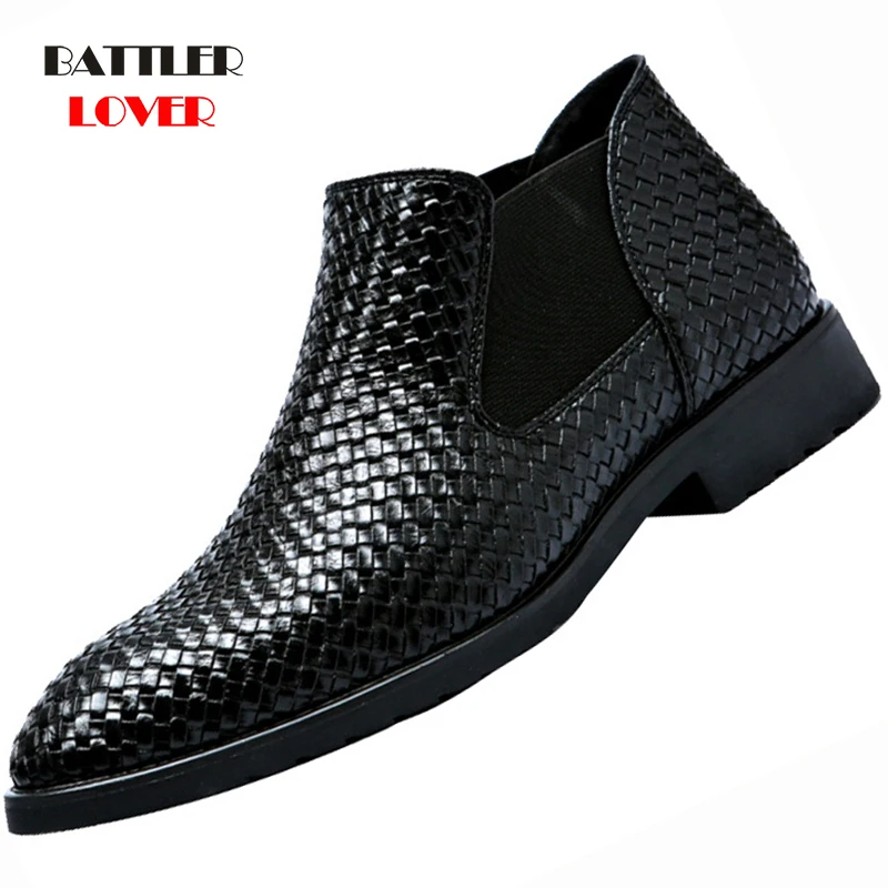 2019 New Fashion Low Cut Crocodile Pattern PU Leather Boot Shoes Mens Slip-on Business Shoes Male Solid Color Formal Dress Shoes