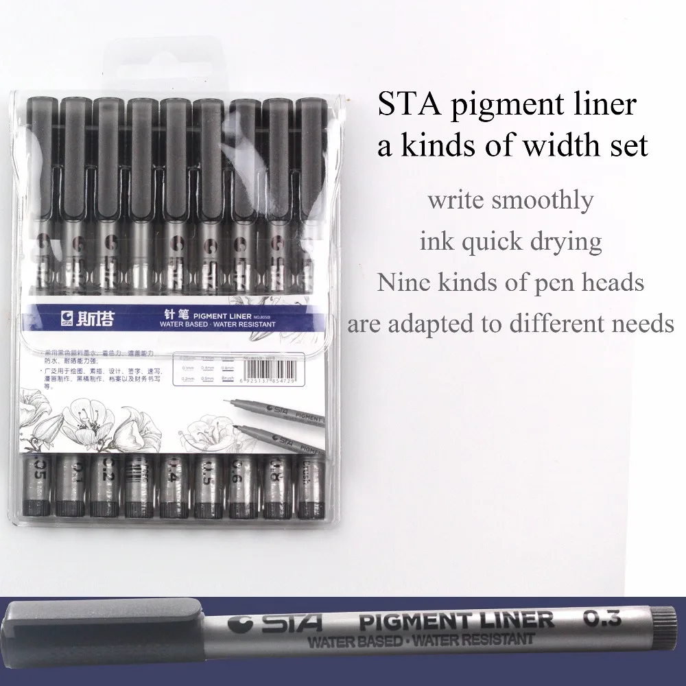 STA 8050 Art Sketch comics Art Marker Pen Pigment Liner Water Based For Drawing Handwriting School office stationery waterproof 4