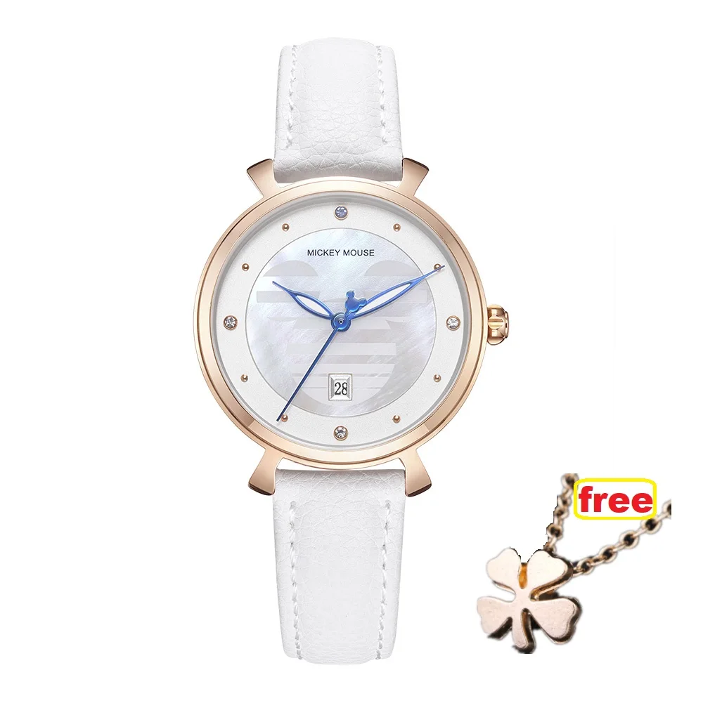 Бренд disney, оригинальные женские часы с Микки Маусом и южным кристаллом, японские кварцевые часы, женские водонепроницаемые часы с циферблатом в виде слюды - Цвет: white-opp package