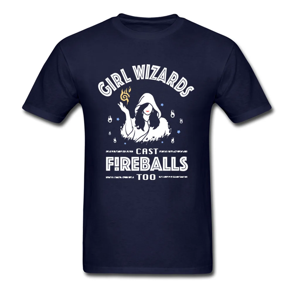 Girl Wizards cast Fireballs too Father Day Pure Cotton O Neck Tops Shirt Short Sleeve 3D Printed Tee-Shirts Graphic T Shirt Girl Wizards cast Fireballs too navy