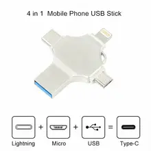 Clé USB 4 en 1 OTG type-c, 256 go, pour iPhone, Android, PC