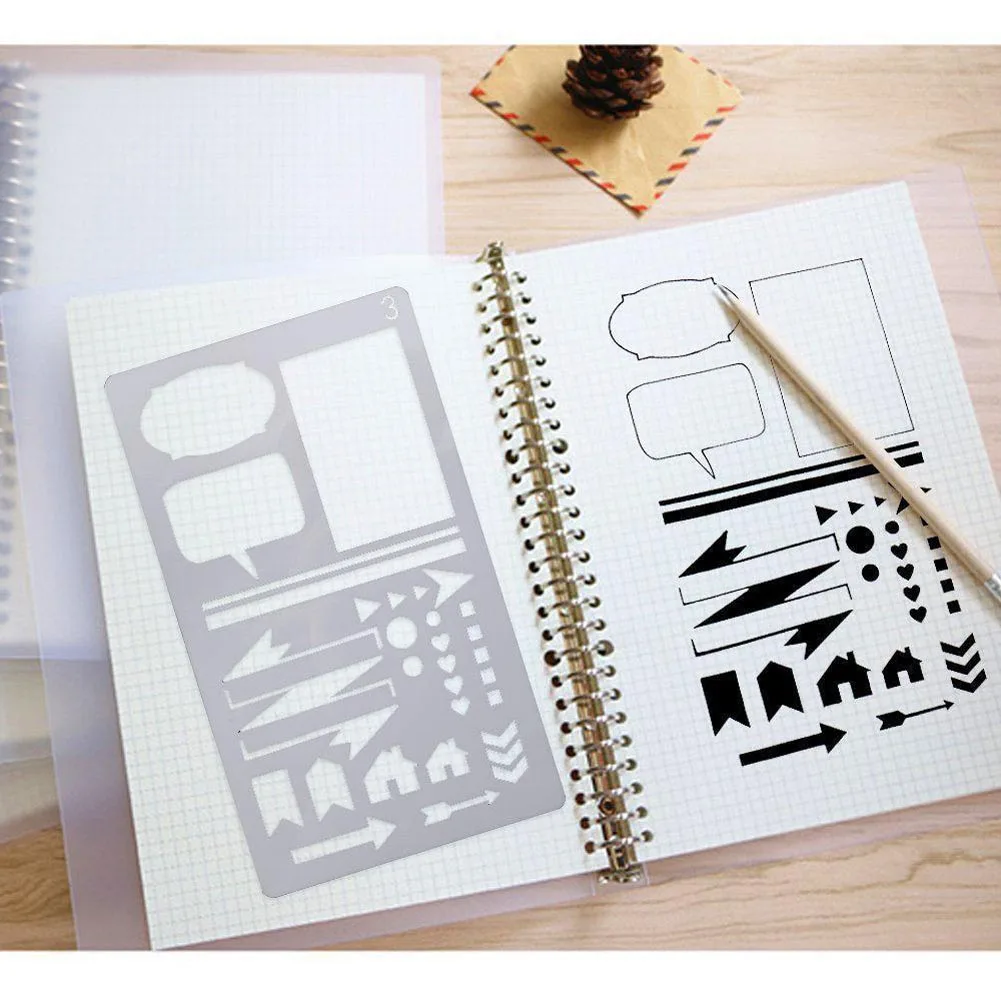 

Dropshipping 12/20 Pcs Bullet Journal Stencil Set Plastic Planner DIY Drawing Template for Diary Notebook Scrapbook MDP66