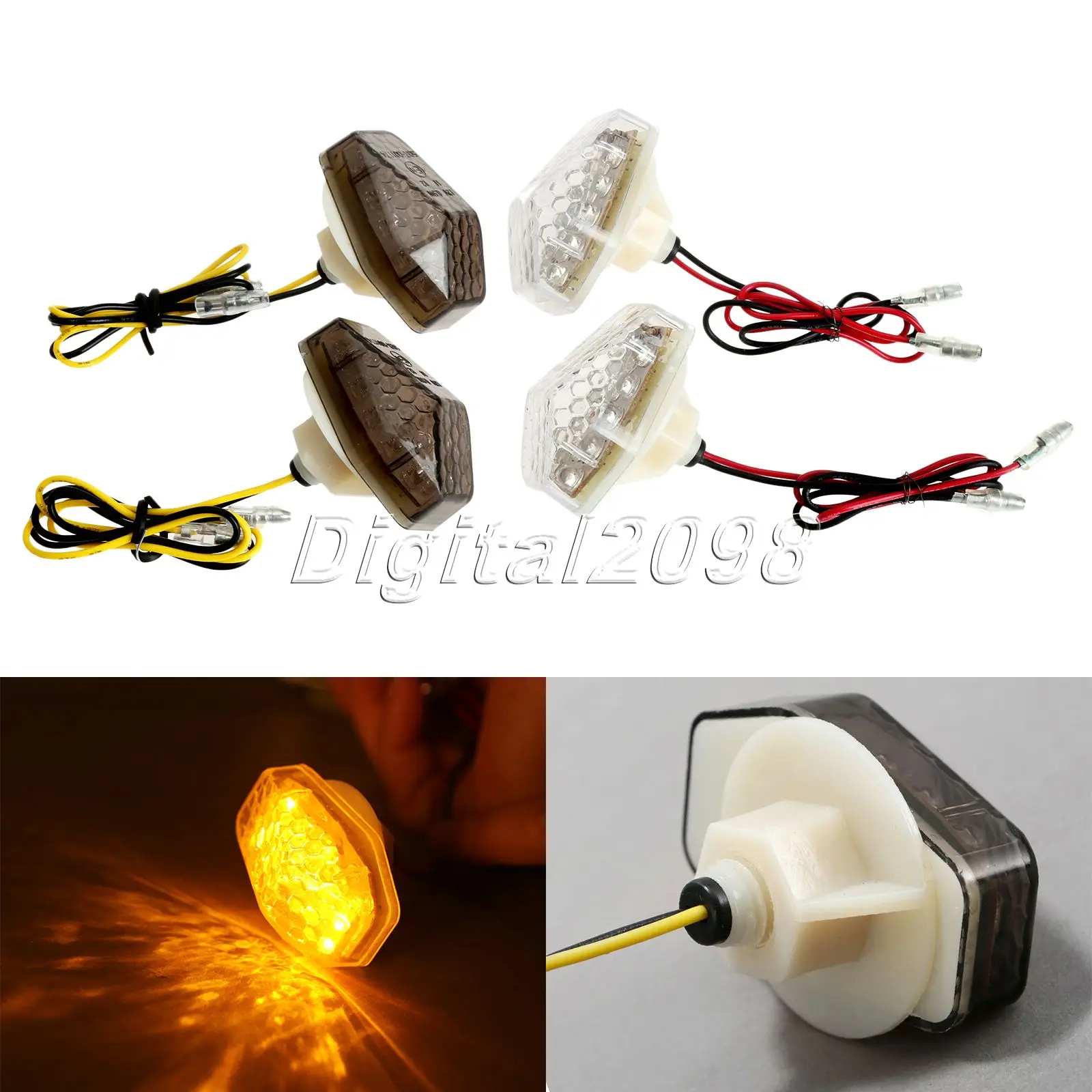 

2pcs Motorcycle LED Turn Signal Light Motosiklet Clignotant Moto Indicator Lamp for Suzuki GSXR 600 1000 Acessorios Para Moto