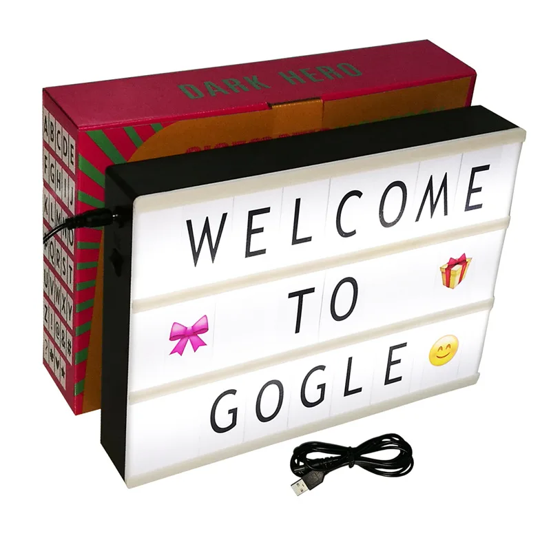 RGB A4 Lightbox RGB A4 A5 Размер светодиодный светильник для кинотеатра tic Box с DIY 90 шт. буквенные карты AAA питание от батареи/USB светильник для кинотеатра светодиодный ночной Светильник - Испускаемый цвет: RGB A4 Lightbox