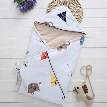 

Thick Baby Swaddle Wrap Newborn Sleeping Bag Baby Warm Swaddling Blanket Cartoon Printed Baby Blankets Baby Care