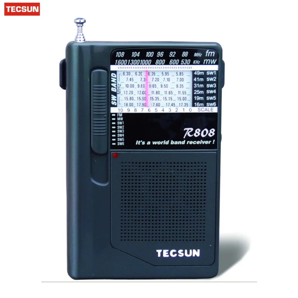 

Mini TECSUN R-808 Radio FM / MW / SW Radio Multiband World Band Receiver + Earphone Y4141A R808 Digital Receiver Drop Shipping