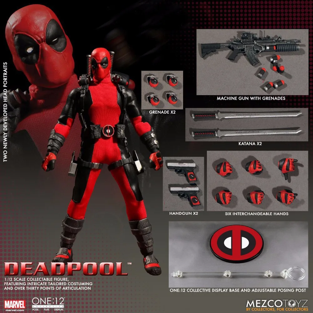 1//12 Scale 6 inch Marvel X-Men Deadpool Action figure Collection For boy New
