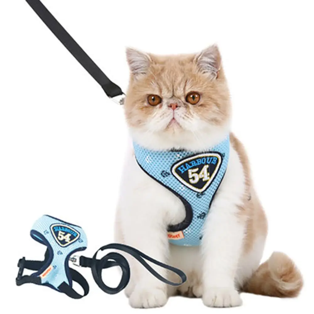 

Cat Collar Pet Cat Vest Harness Leashes Suit Navy Blue Harness Pet Cat Puppy Dog Pet Cat Small Pet