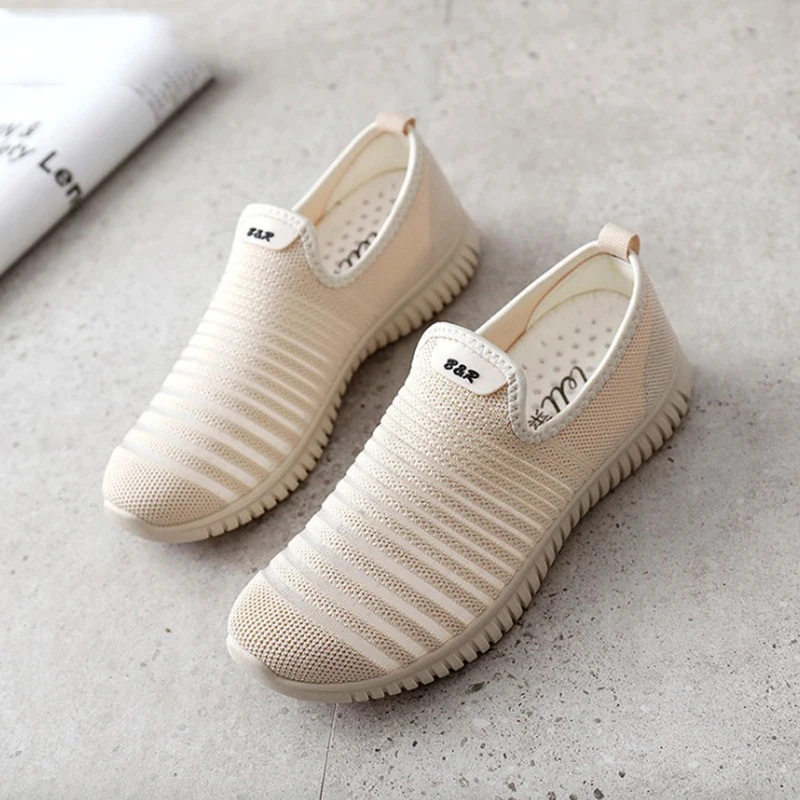 

Women Sneakers 2018 Summer Women Casual Shoes Fashion Breathable Mesh White Casual Women Shoes Slip-On light Soft Flats Shoes